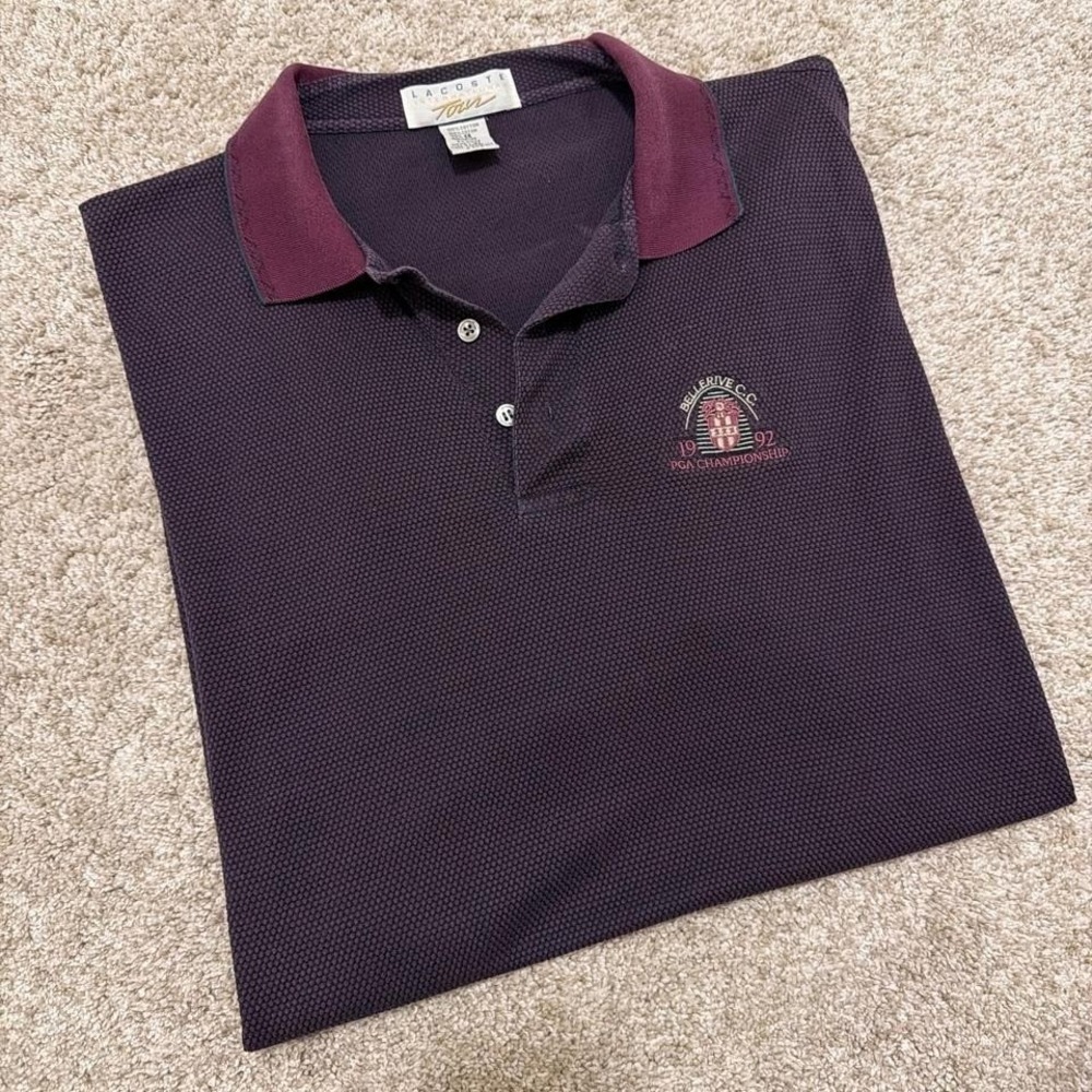 Rare 90s Lacoste‎ PGA Tour Performance Polo Shirt | Burgundy | XL